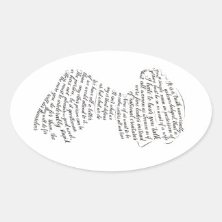 Adesivo Oval Cita de Jane Austen Calligram