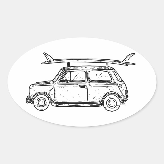 Adesivo Oval Classic Beach Mini Cooper (Frente)
