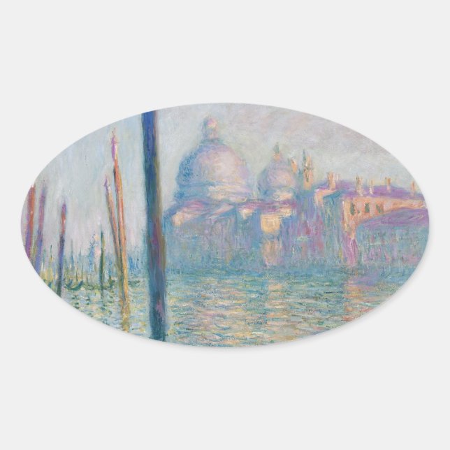 Adesivo Oval Claude Monet Grande Canal Veneza Itália Viagem (Frente)