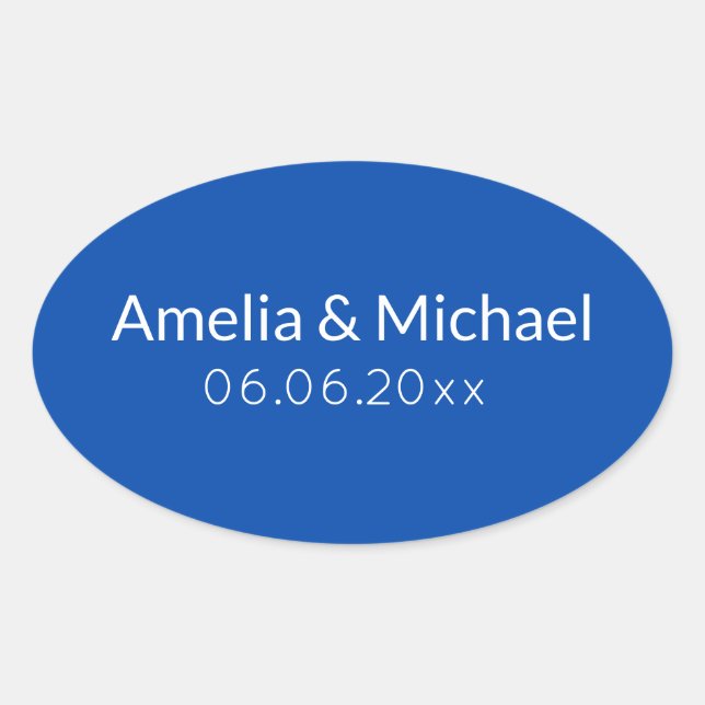 Adesivo Oval Cobalt Blue minimalist save the date (Frente)
