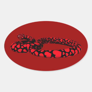 Adesivo Oval Cobra vermelho com coração