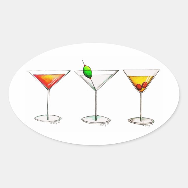 Adesivo Oval Cocktail Bebidas Mistas Martini Cosmopolitan Cosmo (Frente)