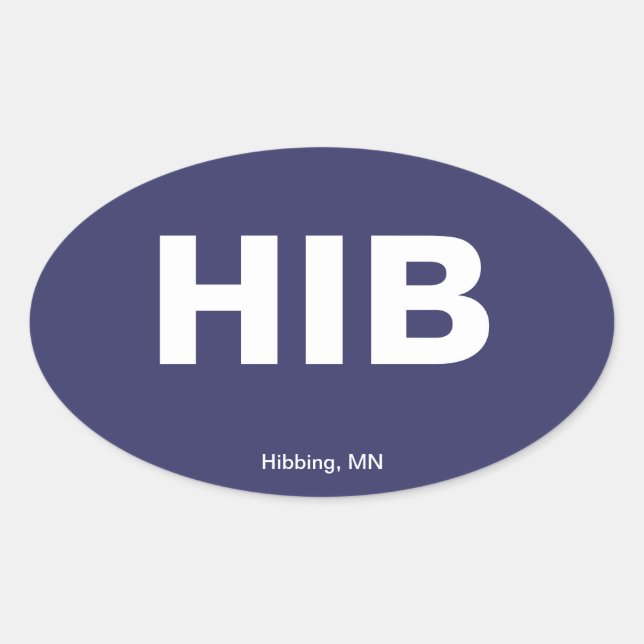 Adesivo Oval Código do Aeroporto - Hibbing, Minnesota (Frente)