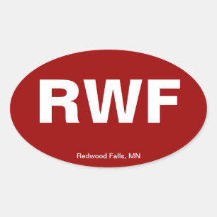 Adesivo Oval Código do aeroporto - quedas da sequóia vermelha,