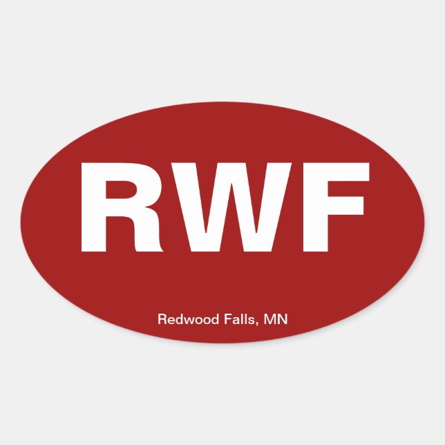 Adesivo Oval Código do aeroporto - quedas da sequóia vermelha, (Frente)