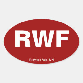 Adesivo Oval Código do aeroporto - quedas da sequóia vermelha,