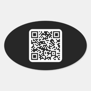 Adesivo Oval Código QR moderno editável   Branco preto ou qualq