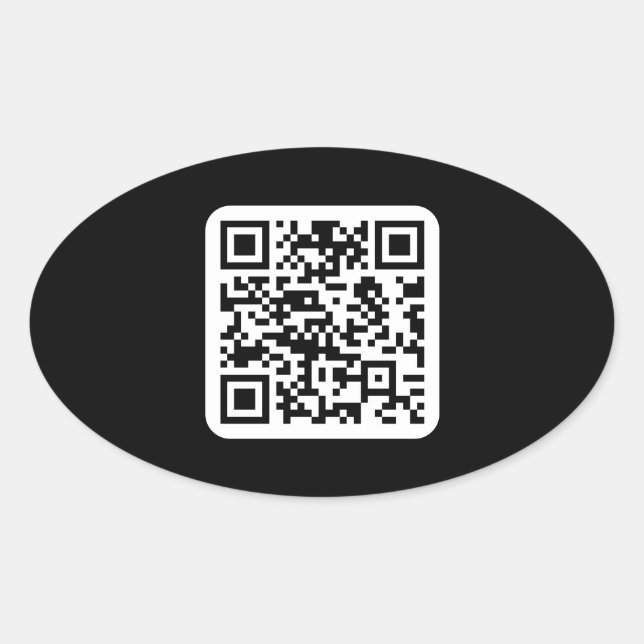 Adesivo Oval Código QR moderno editável | Branco preto ou qualq (Frente)