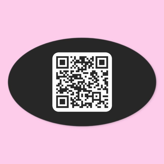 Adesivo Oval Código QR moderno editável | Branco preto ou qualq (Criador carregado)
