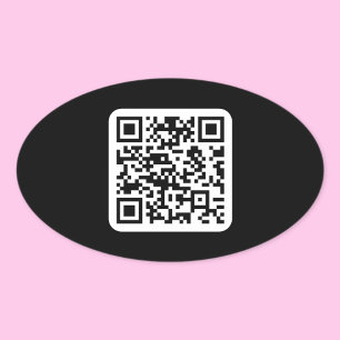 Adesivo Oval Código QR moderno editável   Preto Branco ou qualq