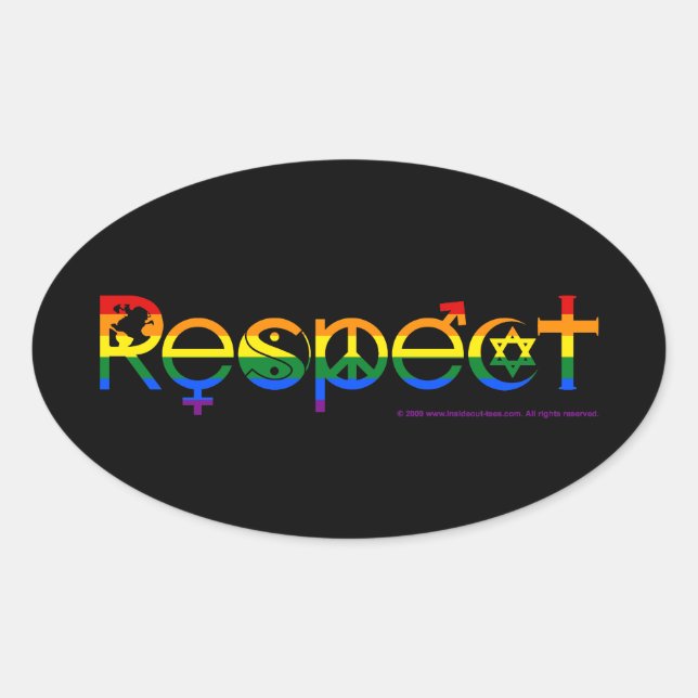 Adesivo Oval Coexistir com Respeito à Orgulho gay (Frente)