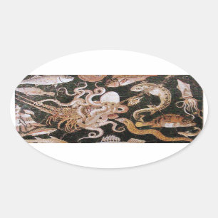 ADESIVO OVAL COLEÇÃO POMPEII/OCEANO - CENA DA VIDA MARÍTIMA