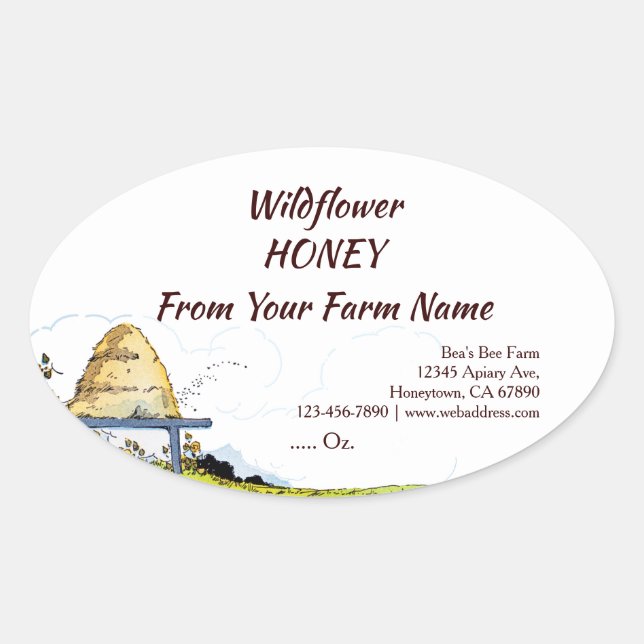 Adesivo Oval Colmeia da Apiary e mel de nuvens (Frente)