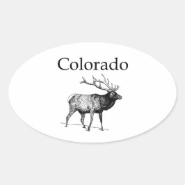 Adesivo Oval Colorado Elk (arte em linha)