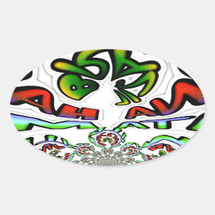 Adesivo Oval Colorida Hakuna Matata Grafite Art