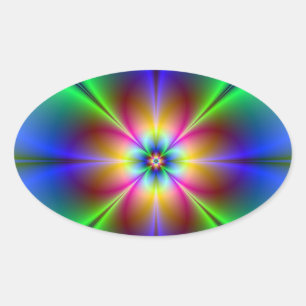 Adesivo Oval Colorida Neon Daisy