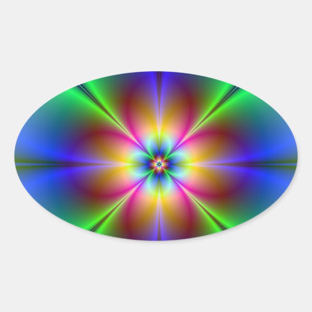 Adesivo Oval Colorida Neon Daisy (Frente)
