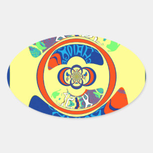 Adesivo Oval Colorida USA Change: Uma Design festiva