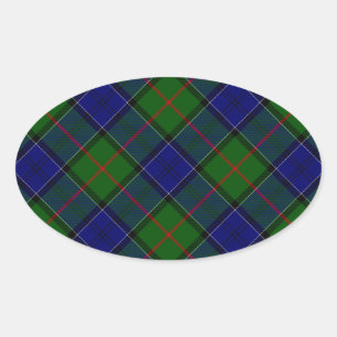 Adesivo Oval Colquhoun tartan xadrez verde azul