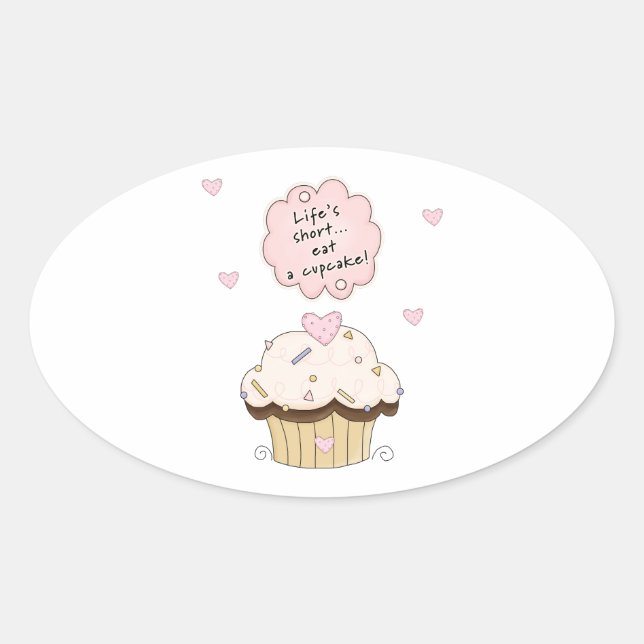 Adesivo Oval Coma um Cupcake (Frente)