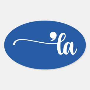 Adesivo Oval Comma La   Kamala Harris Blue