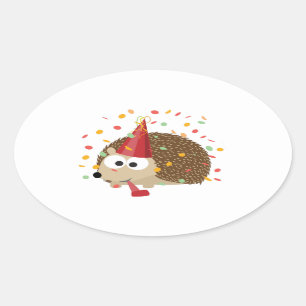 Adesivo Oval Confetti Party Hedgehog