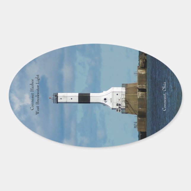 Adesivo Oval Conneaut Harbour West Breakwater (Frente)