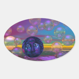 Adesivo Oval Consciência violeta e Dourado da piedade -