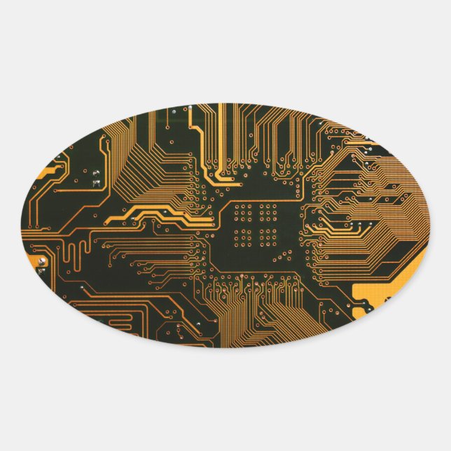 Adesivo Oval Conselho Nerd de saída PCB Laranja Circuito Eletrô (Frente)