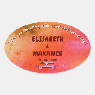 Adesivo Oval Convite de casamento de skateboard vintage terraco