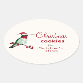 Adesivo Oval Cookies de Natal de Hummingbird Personalizados