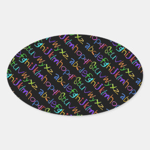 Adesivo Oval Coor ABC Arco-Íris Crayons Manuscrito Criança