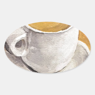 Adesivo Oval Copo e pires do café