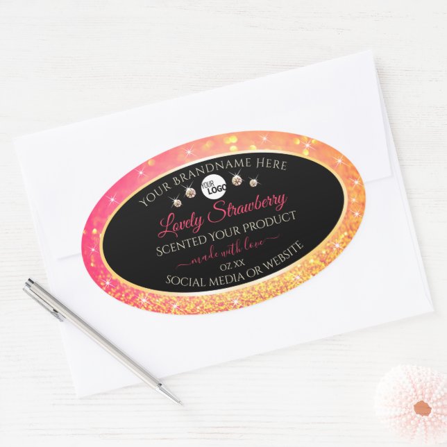 Adesivo Oval Cor de rosa - Laranja - Laranja - Leitura - Etique (Envelope)