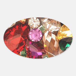 Adesivo Oval Cor Jeweled das gemas da faísca das jóias
