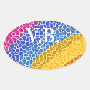 Adesivo Oval cor personalizado simples minimalista de cor sólid