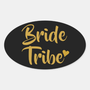 Adesivo Oval Coração Dourado da Tribo Bride