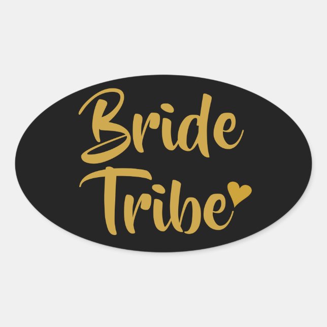 Adesivo Oval Coração Dourado da Tribo Bride (Frente)