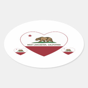 Adesivo Oval coração ocidental de lancaster da bandeira de