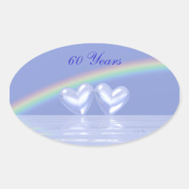 Adesivo Oval Corações de Diamante do 60º Aniversário