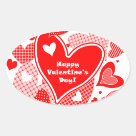 Adesivo Oval Corações do namorados