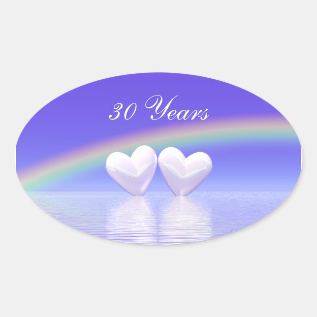 Adesivo Oval Corações Pérola do 30 (Frente)