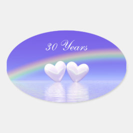 Adesivo Oval Corações Pérola do 30