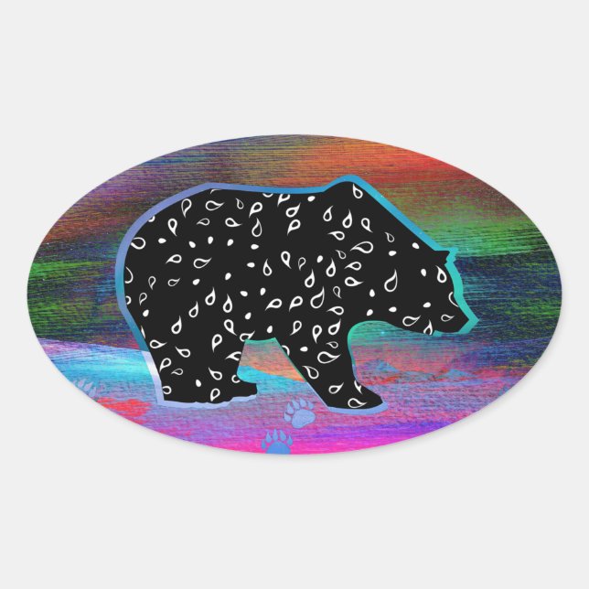 Adesivo Oval Cores claras do Norte espiritual do Urso Negro (Frente)