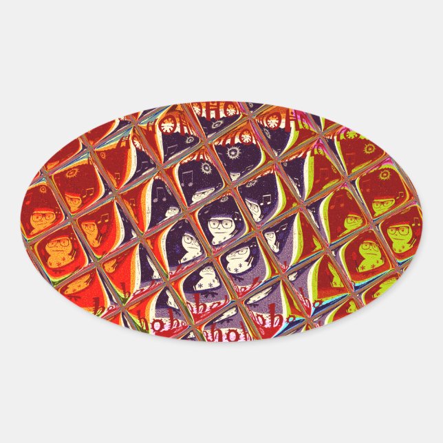 Adesivo Oval Cores especiais de Natal Papais noeis de neve HoHo (Frente)