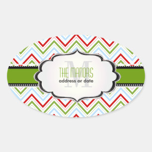 Adesivo Oval Cores PixDezines Chevron/Christmas/DIY