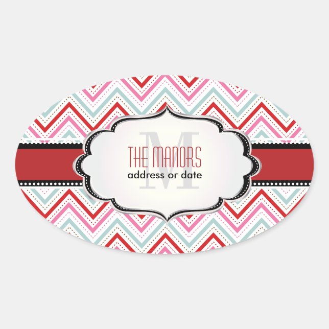 Adesivo Oval Cores PixDezines Chevron/Natal/DIY (Frente)