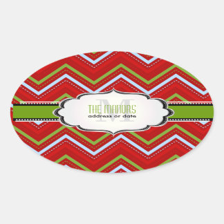 Adesivo Oval Cores PixDezines Chevron/Natal/DIY