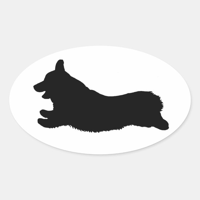 Adesivo Oval Corgi Silhouette - Em Execução (Frente)