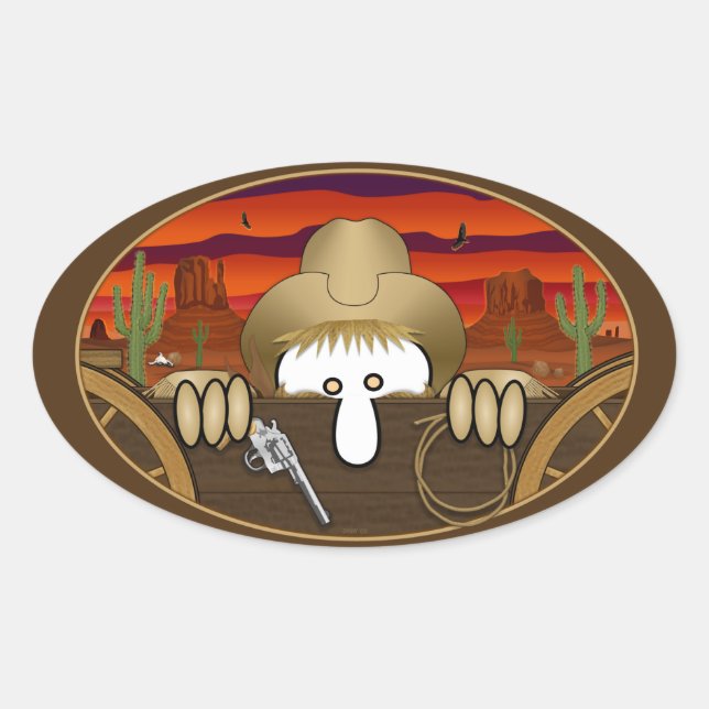 Adesivo Oval Cowboy Kilroy Oval Sticker (Frente)